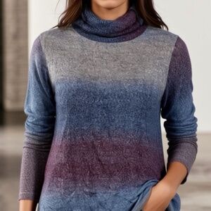 Moffi Turtleneck Sweater Womens Size XL Multicolor Comfy Wool Blend Cozycore